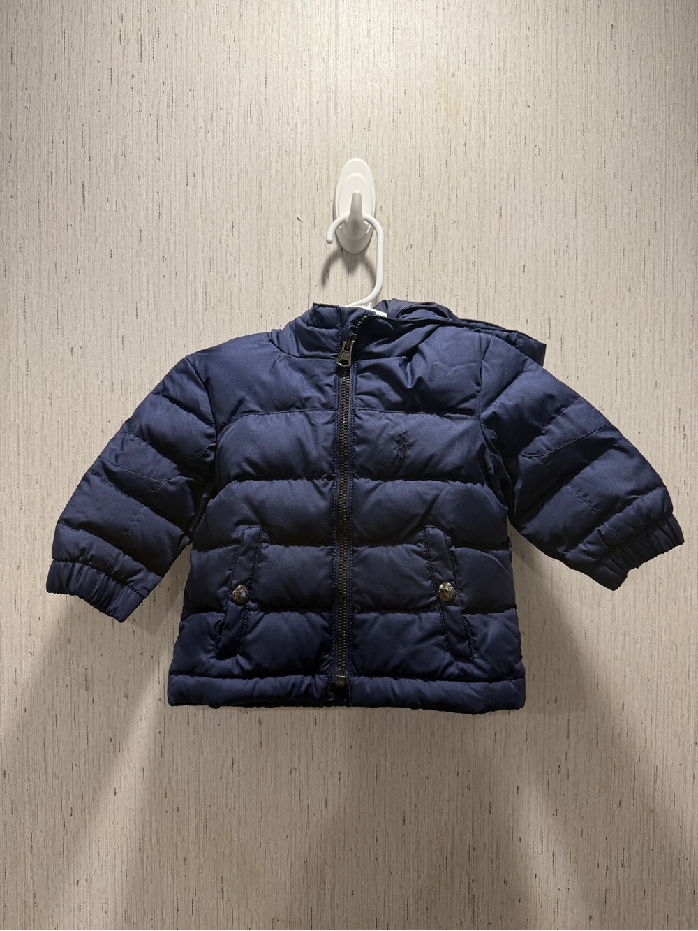 Ralph Lauren Navy Hooded Kids Puffer Jacket 6 Months